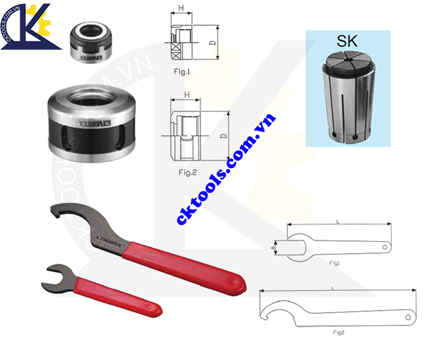 ĐAI ỐC KẸP COLLET VÀ CHÌA VẶN  VERTEX   SKN-601; SKN-101; SKN-161; SKN-201