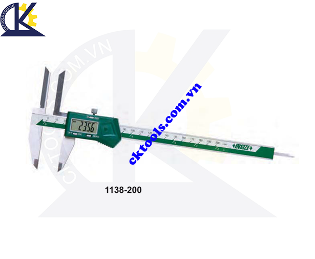 Thước kẹp điện tử đo rãnh INSIZE  1138-200 ,  DIGITAL  CALIPERS WITH LONG UPPER JAWS 1138-200