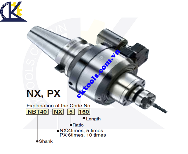 Đầu tăng tốc NIKKEN NBT40-NX-PX, Holder NIKKEN NBT40-NX-PX, HIGH SPEED SPINDLE SPEEDER NBT40-NX-PX