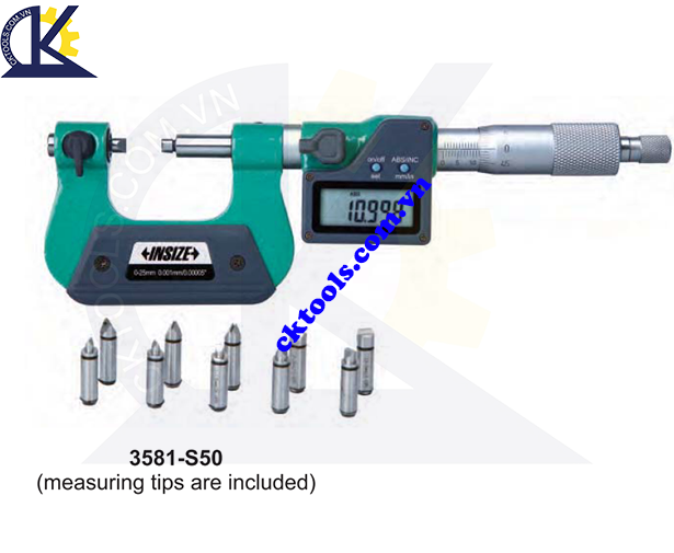 Panme  đo ren   INSIZE  3581-S50  ,     DIGITAL SCREW THREAD  MICROMETERS   3581-S50